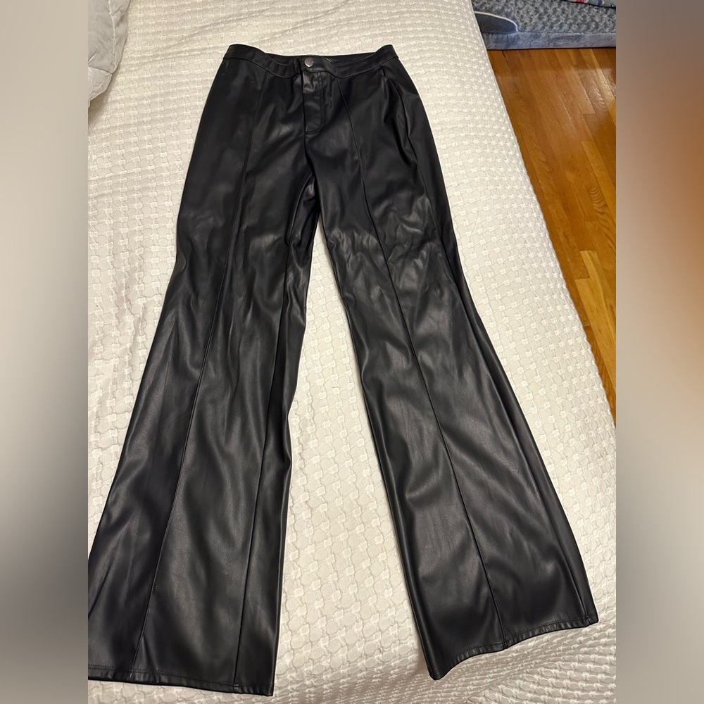 Faux leather wide leg pants